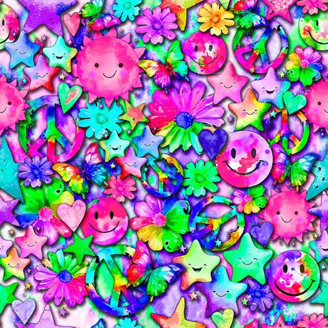 SPT 6661 WATERCOLOR PEACE FLOWERS - Spandexbyyard