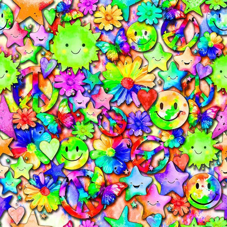 SPT 6661 WATERCOLOR PEACE FLOWERS - Spandexbyyard