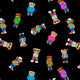 Rainbow Teddy Bear Printed Spandex Fabric – Cute Cartoon Stretch Fabric by the Yard