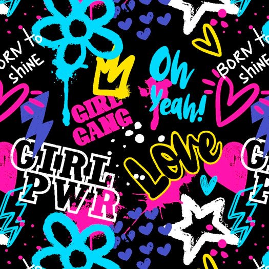 SPT-6683 | Girl Power pattern printed spandex