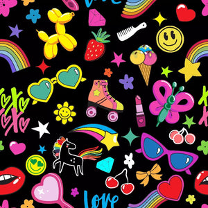 Neon Pop Icons Printed Spandex Fabric