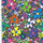 Colorful flower pattern SPT6641-01 Poly-Spandex Tricot DeltaFlex printed spandex on white background - 83% Polyester, 17% Spandex, 220 GSM.