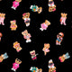 SPT-6677 Stylish Girl Bears Printed Spandex Fabric – Teddy Bear Stretch Fabric (White or Black) by the Yard