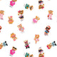 SPT-6677 Stylish Girl Bears Printed Spandex Fabric – Teddy Bear Stretch Fabric (White or Black) by the Yard