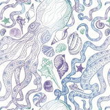 SWO1763 - 1 Printed Spandex Fabric | Ocean Shell Design - Spandexbyyard