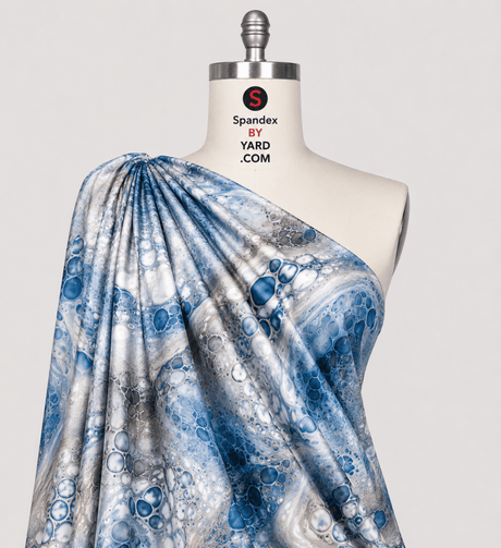 SWO1763-8 Marbled Abstract Printed Spandex Fabric – Stretch Fabric for Activewear, Swimwear & Leggings by the Yard - Spandexbyyard