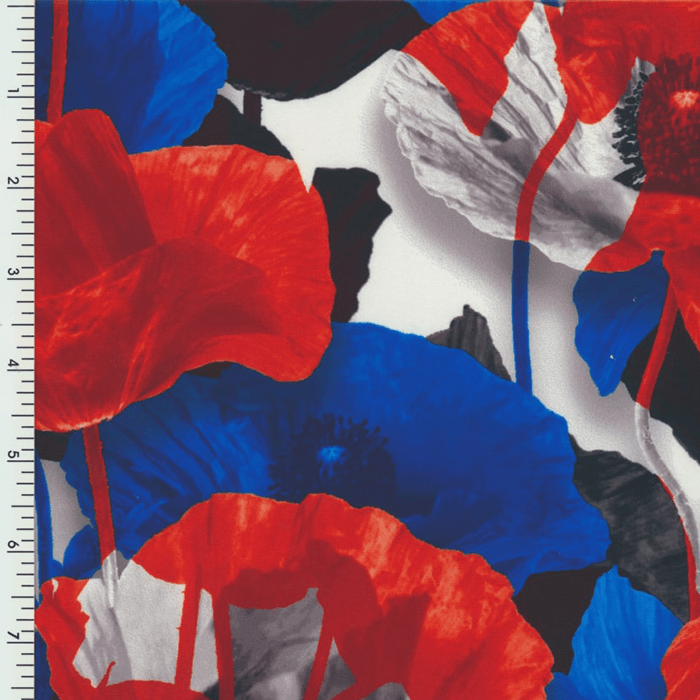 01356 - 1002 American Flag Flower Poly Spandex Soft Hand Printed Spandex - Spandexbyyard