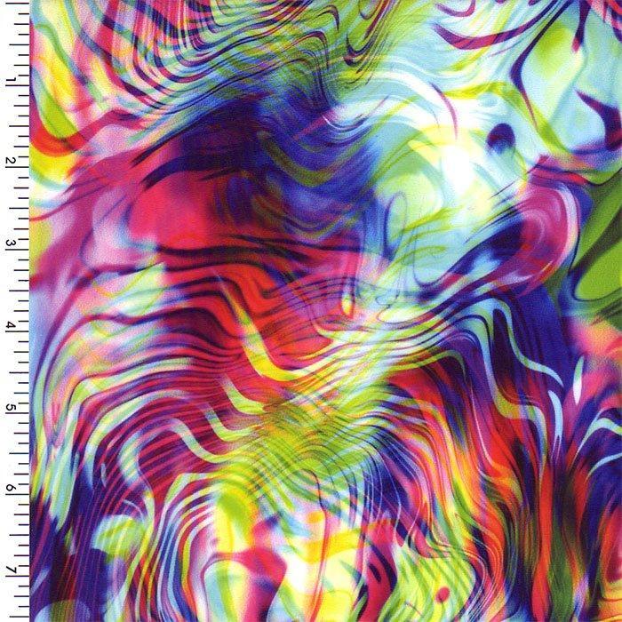P-SPT107  abstract, painting, rainbow, multi-color, Printed Spandex