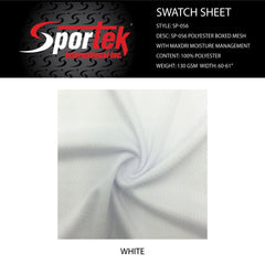 SP-056 Polyester Boxed Mesh with MaxDri Moisture Management PFP White for sublimation.Spandex, Nylon Spandex SolidsSpandexByYard/SportekSpandexbyyard