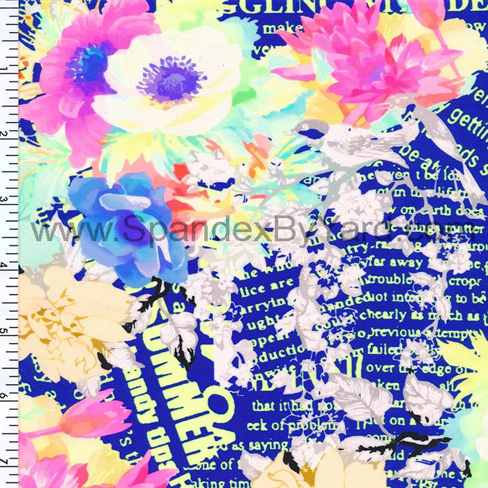 SP-NP2601 Floral News Nylon Spandex Digitally Wet PrintSpandex, Wet PrintSpandexByYard/SportekSpandexbyyard