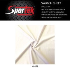 SP-UV7 Poly Spandex UV50 plus Stretch Jersey PFP white for sublimationSpandex, Nylon Spandex SolidsSpandexByYard/SportekSpandexbyyard