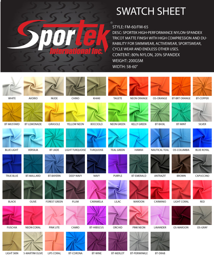 60 Sport Nylon Spandex @ $8.95/ linear yard NOW ON SALE for 40% OFF