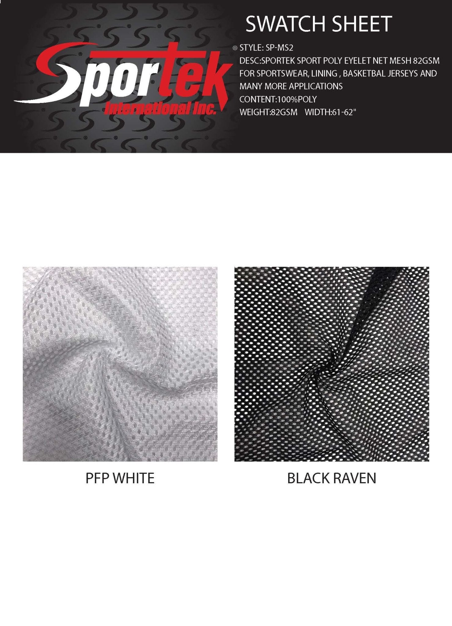 SP - MS2 | Sportek Sport Poly Micro Mesh 82 GSM For Sportswear, Lining - Spandexbyyard