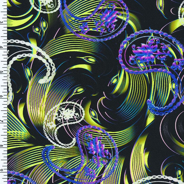 SP - NP2644 Paisly Mazely Nylon Spandex Digitally Wet Print - Spandexbyyard
