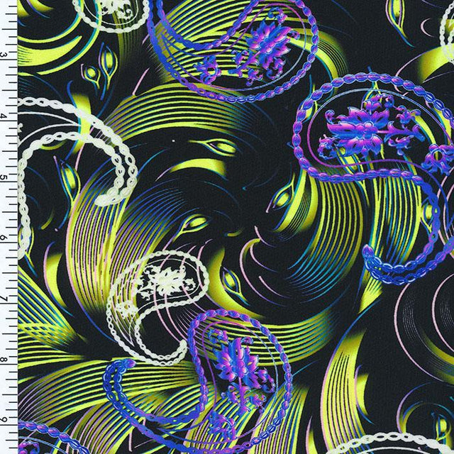 SP - NP2644 Paisly Mazely Nylon Spandex Digitally Wet Print - Spandexbyyard