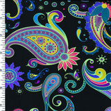 SP - NP2673 Royal Paisley - Black Green Blue Red Nylon Spandex Digitally Wet Print - Spandexbyyard