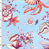 SP - NP2675 Ocean Shell Party - Blue Beige White | Nylon Spandex Digitally Wet Print - Spandexbyyard