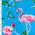 SP - NP2677 Flamingo & Rose - Blue Pink Green | Nylon Spandex Digitally Wet Print - Spandexbyyard