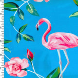 SP - NP2677 Flamingo & Rose - Blue Pink Green | Nylon Spandex Digitally Wet Print - Spandexbyyard