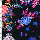 SP - NP2682 Magic Garden - Black Red blue Pink Nylon Spandex Digitally Wet Print - Spandexbyyard