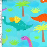 SP - NP2683 Dinasure Party - Blue Yellow Green Purple Nylon Spandex Tricot - Spandexbyyard