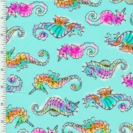 SP - NP2793 Sea Horse Club Nylon Spandex Digitally Wet Print - Spandexbyyard