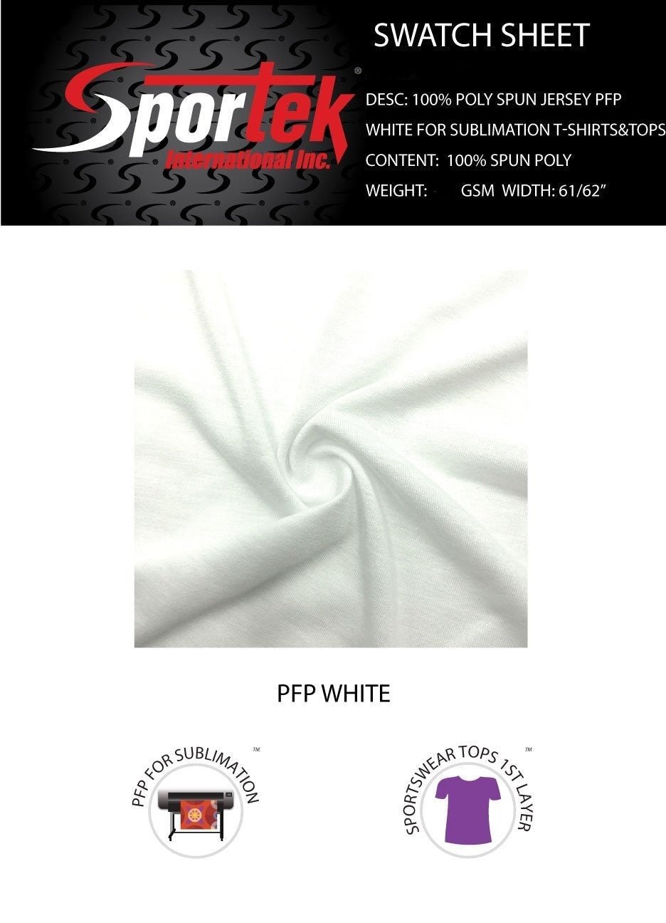 SP - SJ185 | Spun poly soft hand T-shirt Jersey PFP white for sublimation with cotton hand feel - Spandexbyyard