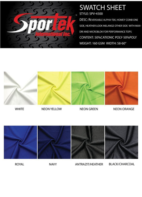 SP - V4500 Reversible Alpha - Tek, Honey Comb one side, Heather Look Melange another side - Spandexbyyard