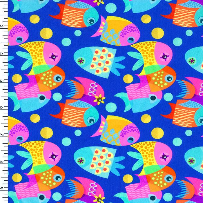 SP-NP2695 Happy Fish Nylon Spandex Digitally Wet PrintSpandex, Printed SpandexSpandexByYard/SportekSpandexbyyard