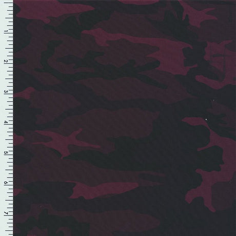 XL0011 Printed Spandex Tricot Promo print MAROON CAMO - Spandexbyyard
