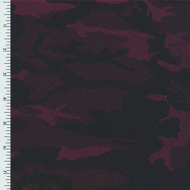 XL0011 Printed Spandex Tricot Promo print MAROON CAMO - Spandexbyyard